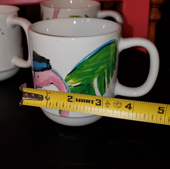 Stackable flamingo mugs with holder 4 mugs NWT - Picture 2 of 12